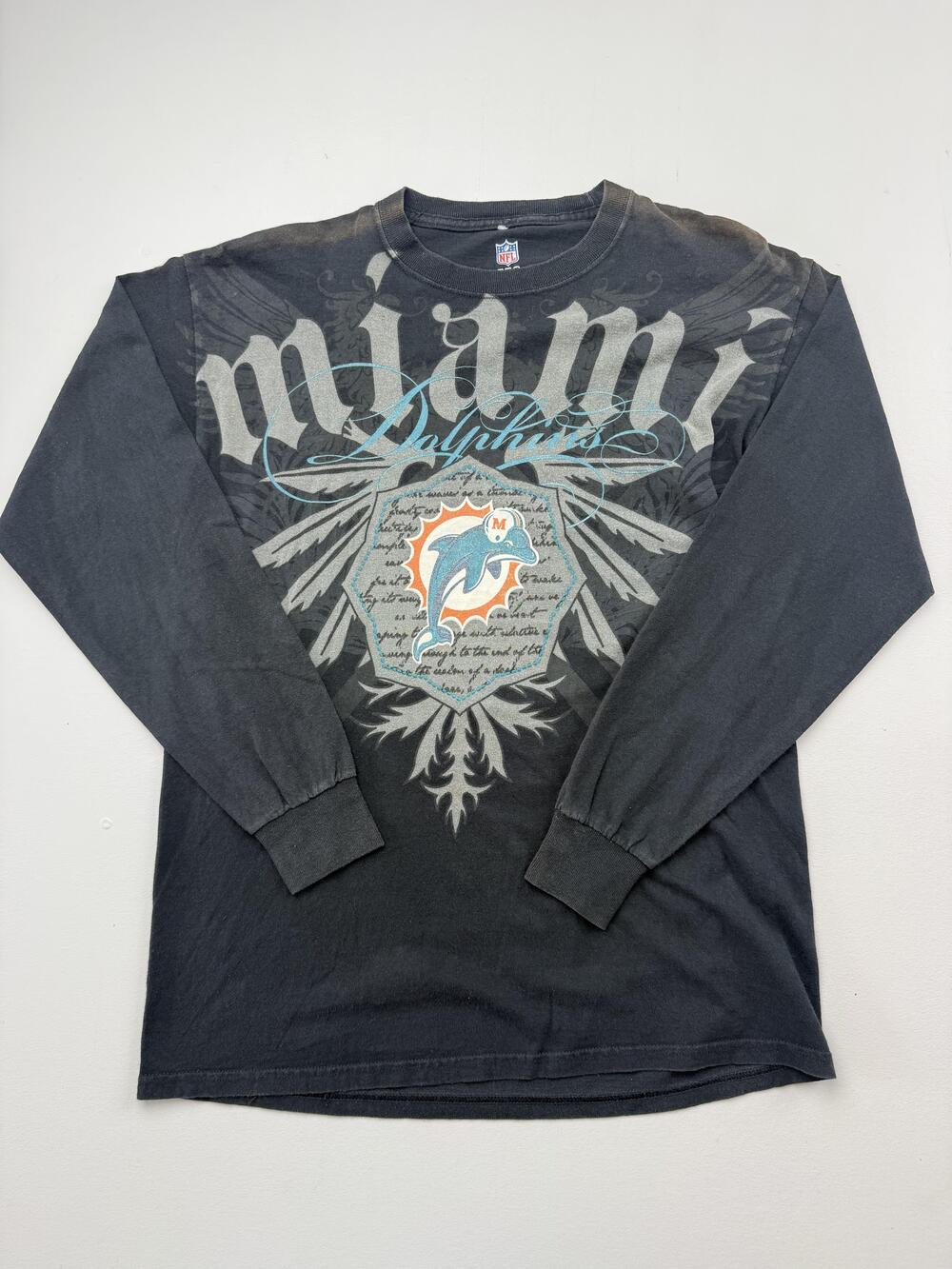 Miami Dolphins Shirt Mens Medium Black NFL Football NFL Pro Line Long Sleeve